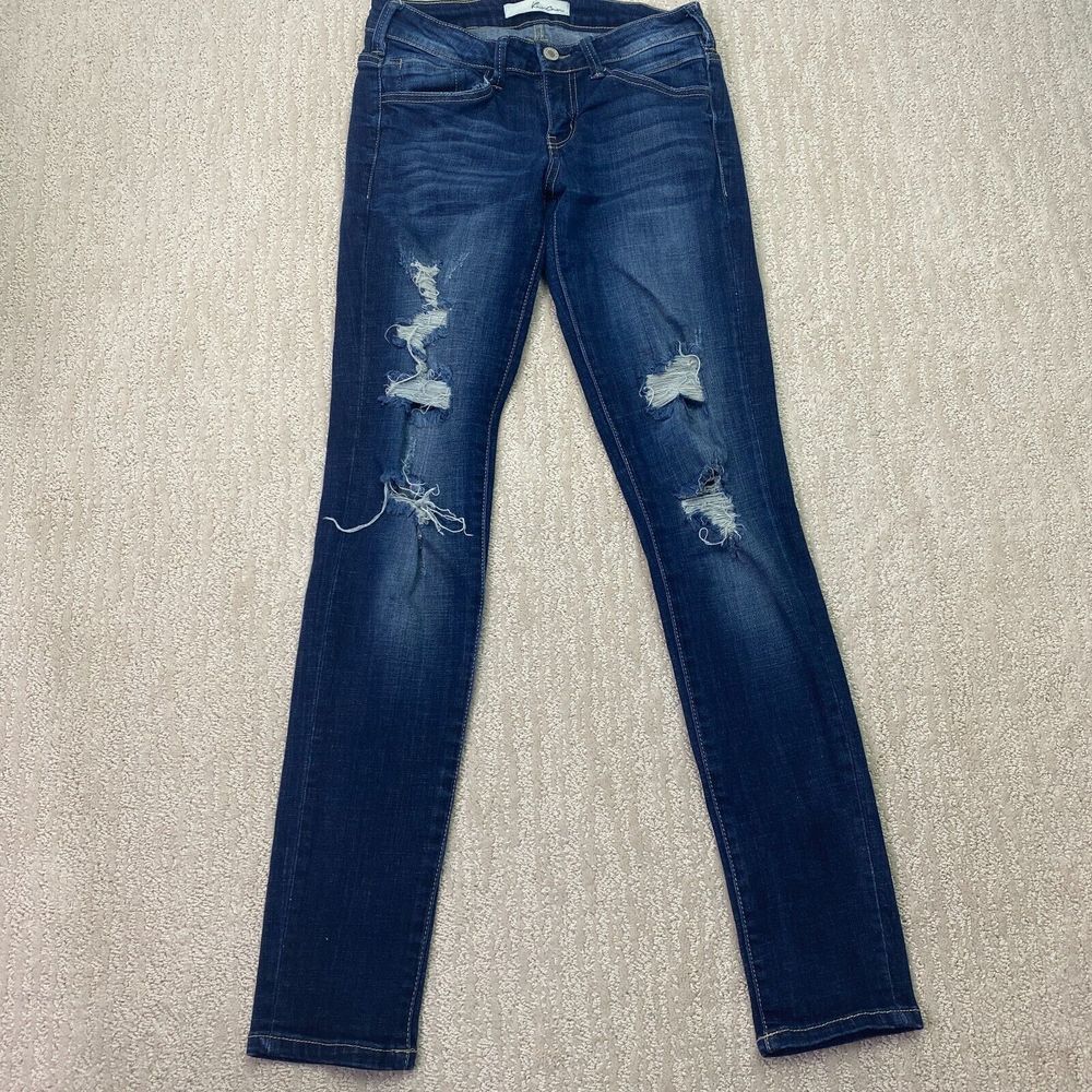 KanCan Low Rise Skinny Women's Jeans Sz 5/26 Distressed Medium Stretch VBK1174R
